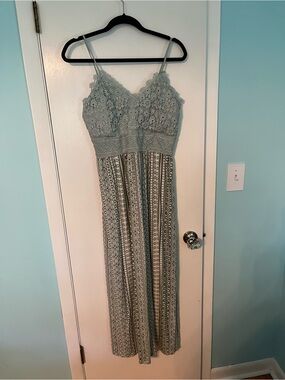 No Boundaries Sage Green Crochet Lace Top
